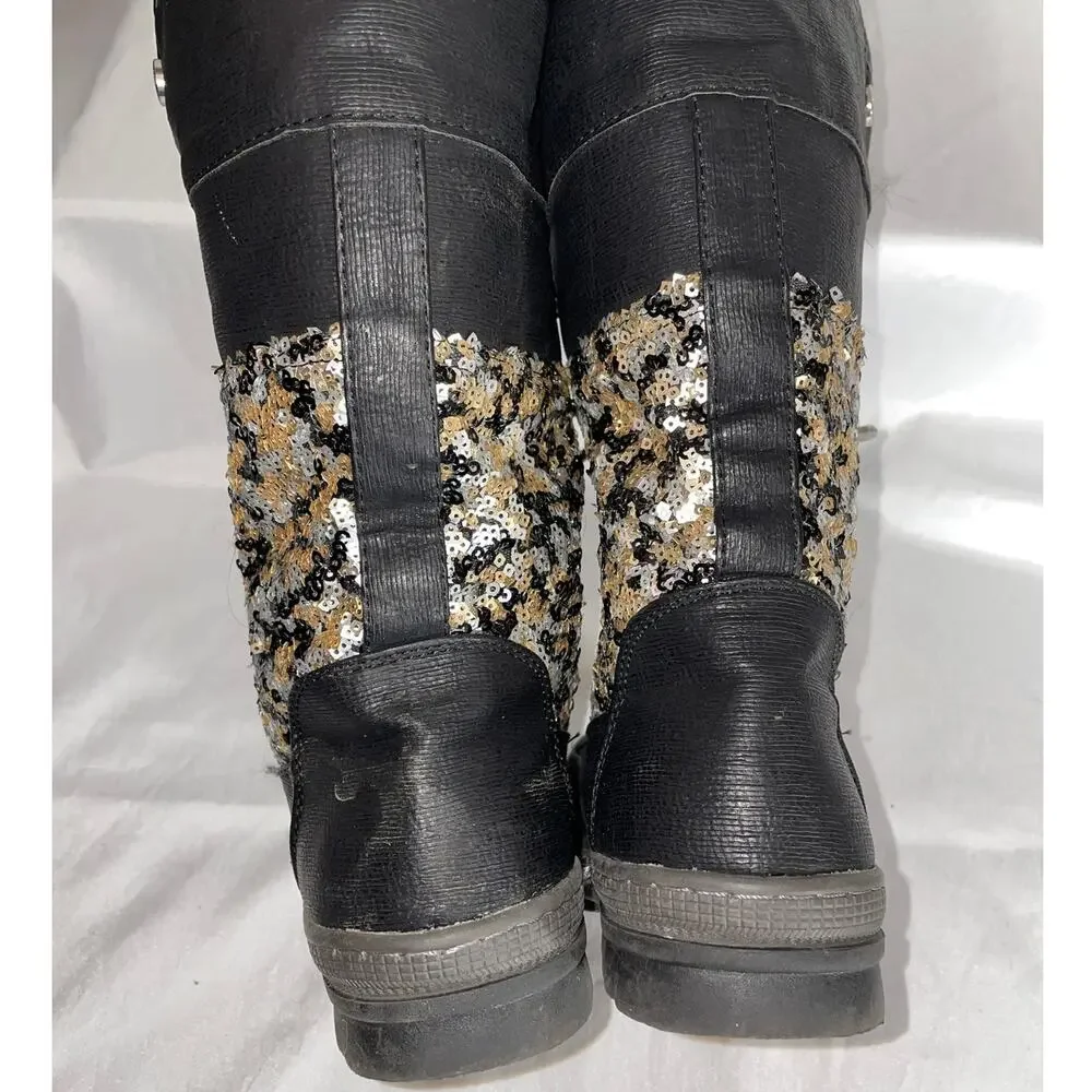 Justice Winter Boots w/ Sequins & Faux Fur - Girl's Size 3M - Fabulous!‎